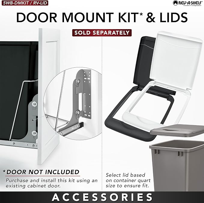 Rev-A-Shelf Pullout Trash Can for Kitchen Cabinets 35 Quart Garbage Waste - Image 6