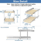 ROOMTEC 2 Tier Individual Pull Out Cabinet Organizer 13½"W x 21½"D, Slide Out - Image 3