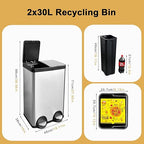 Dual Trash Can, 60 Liter/16 Gallon Dual Bin Trash Can - Image 5