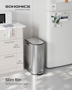 SONGMICS 13-Gallon Dual Kitchen Trash Can, 5.3 and 8 Gallon Compartments - Image 2