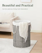 Laundry Basket Round Rattan Laundry Hamper 29.1 Gal Handwoven Large Wicker - Image 8