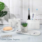 Luxspire Soap Dish, Resin Soap Tray Soap Holder Container Box, Marble Pattern - Image 7