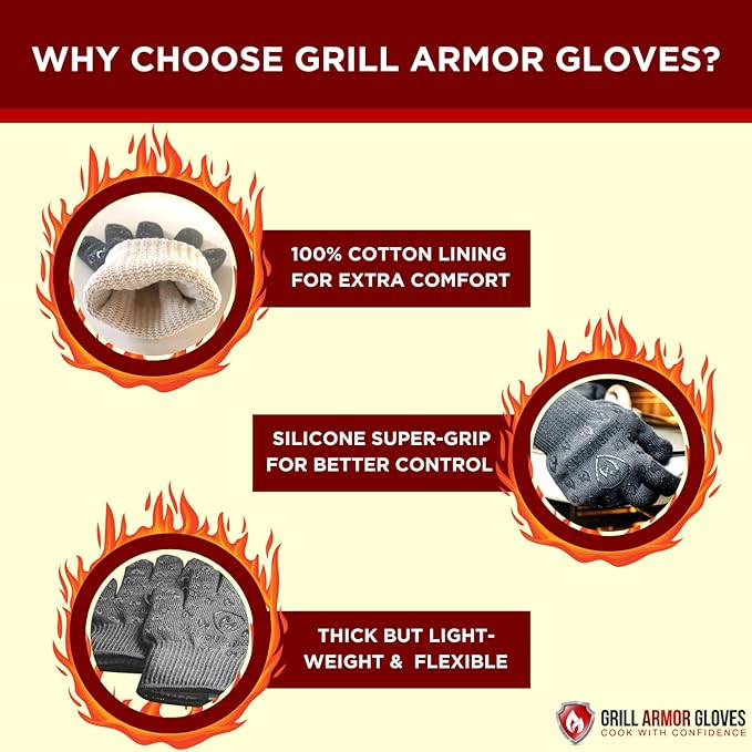 Grill Armor Oven Gloves 932°F Extreme Heat & Cut Resistant Oven Mitts - Image 8