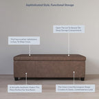 BELLEZE Storage Faux Leather Ottoman, 47 Inch Bench Bedroom Bench - Image 4