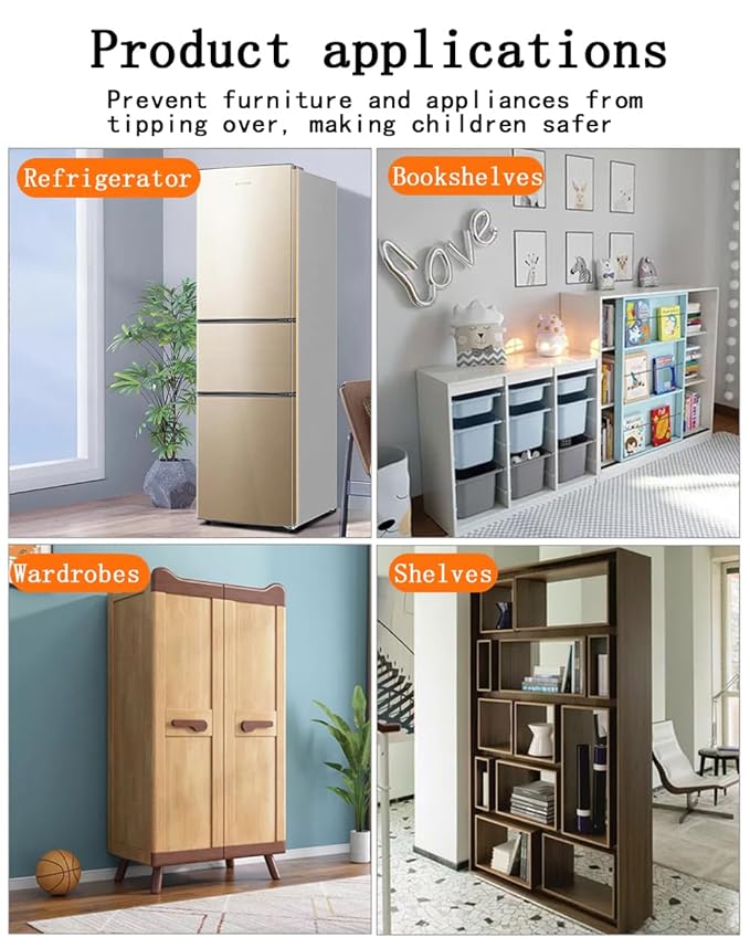 Furniture Anchors 2 Pairs No Drill Heavy Duty Anchors Fridge Lock Adjustable - Image 6