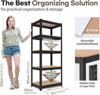 HOMEDANT House Black 5 Tier 24.4" W Laminated Metal Shelving Unit Adjustable - Image 2