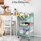 danpinera 3-Tier Rolling Cart, Metal Rolling Storage Cart - Image 5