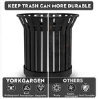 16Gallon/62L Commercial Outdoor & Indoor Metal Trash Can, Outdoor Slatted Trash - Image 2