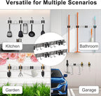 Mop Broom Holder Wall Mount, 2 Packs Silver Stainless Steel Tool Storage - Image 8