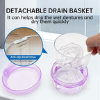 Leakproof Denture Case Purple Denture Soaking Cup False Teeth Container - Image 7