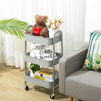 AGTEK Makeup Cart, Movable Rolling Organizer Cart, 3 Tier Metal Utility Cart - Image 4