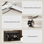 Stainless Steel Art Rolling TV Cart, Mobile TV Stand - Image 4