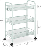 TOOLF 3-Tier Metal Rolling Cart, Mesh Wire Easy Assemble Utility Cart, Storage - Image 9