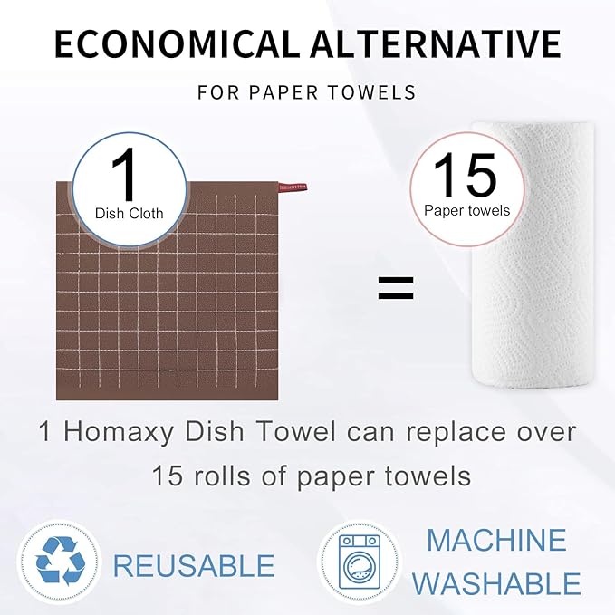 Homaxy 100% Cotton Terry Kitchen Dish Cloths, Ultra Soft and Absorbent Dish - Image 7