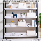 White Storage Baskets for Organizing, Woven Storage Baskets for Shelves - Image 3