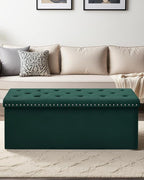 Velvet Storage Ottoman Bench, 43.3" Folding Ottoman - Image 4