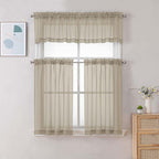 Chyhomenyc Taupe Sheer Curtains 36 inch Length 2 Panels, Light Filtering Voile - Image 2