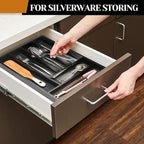 Kitchen Wood Utensil Tray Silverware Drawer Organizer Wooden Cutlery Trays - Image 3