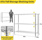 Storage Shelves, 3-Tier Adjustable Metal Industrial Utility Shelf Rack - Image 3