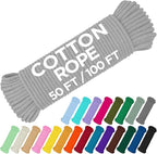 TECEUM Cotton Rope 3/16” – 50 FT – Strong All-Purpose Braided Rope – Natural by TECEUM