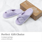 Chantomoo Slippers for Women Memory Foam House Bedroom Corduroy Bow Crossbands - Image 4