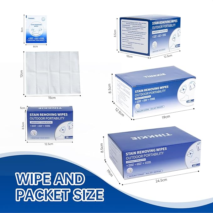 100-Pack Stain Remover Wipes, Portable Clothing Stain Remover Wipes, Instant - Image 3