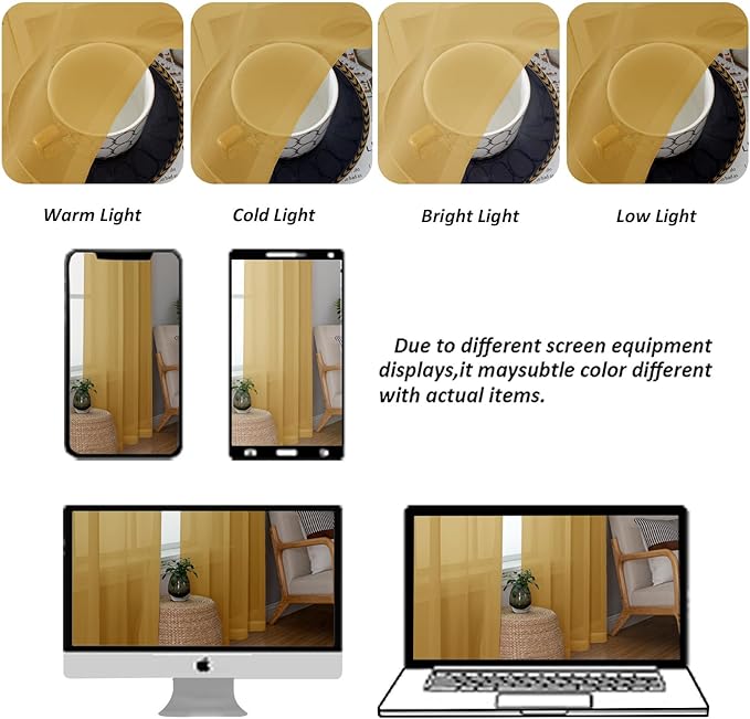 Chyhomenyc Sheer Valances for Windows 2 Pack, Small Window Curtains for Living - Image 4