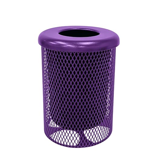 COATEDOUTDOORFURNITURE RFT-TXTPUR Heavy Duty Round Trash Receptacle by CoatedOutdoorFurniture