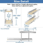 ROOMTEC 2 Tier Individual Pull Out Cabinet Organizer 7½"W x 21½"D, Slide Out - Image 3