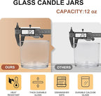 12 OZ Thick Candle Jars for Making Candles 12 Pcs, Empty Jars - Image 2