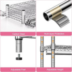 Heavy Duty Rolling Garment Rack 3 Tiers Adjustable Wire Shelving Clothes Rack - Image 2
