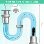 Drain Snake Hair Drain Clog Remover, 37-Inch Anti-Break Metal Sink Snake Drain - Image 3
