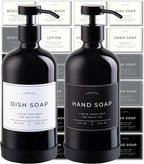 16oz Glass Soap Dispenser with Stainless Steel Pump, 21 Waterproof Labels by Verute