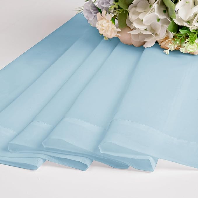 Chyhomenyc Light Blue Sheer Curtains 63 Inch Length 2 Panels, Light Filtering - Image 6