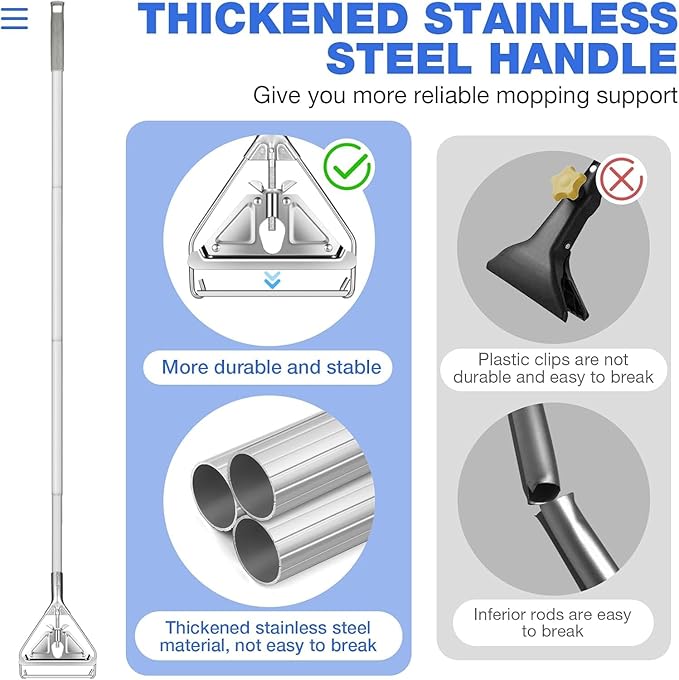 Commercial Mop Handle Heavy Duty, Industrial Metal Mop Stick Replacement - Image 2