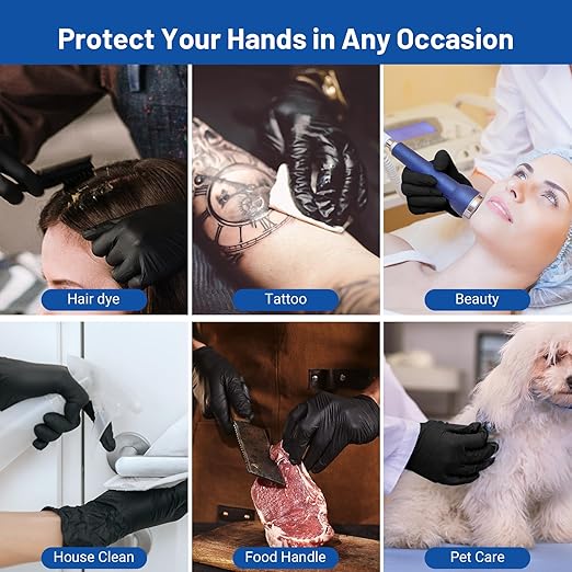 JMU Black Nitrile Gloves Medium Bulk, Case of 1200, Latex Free Powder Free - Image 7