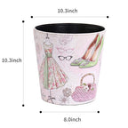 PU Leather Small Trash Can Wastebasket, Round Garbage Container Basket - Image 2