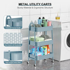 3 Tier Utility Rolling Cart, EAGMAK Metal Storage Cart - Image 2