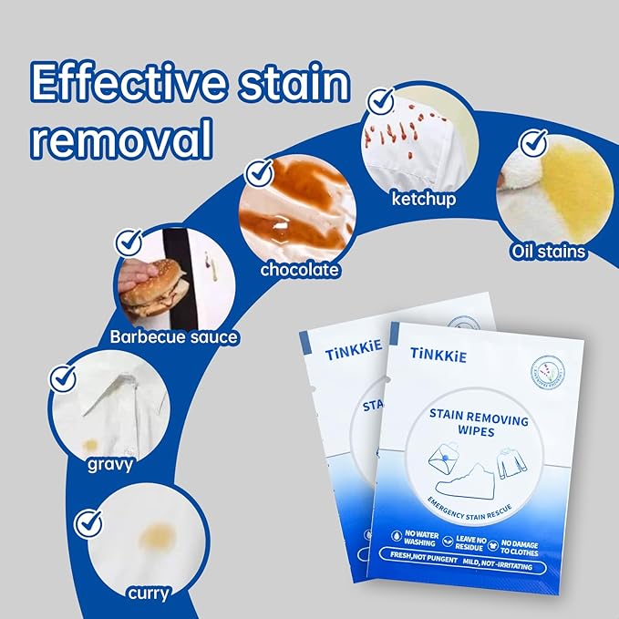 26-Pack Stain Remover Wipes, Portable Clothing Stain Remover Wipes, Instant - Image 4