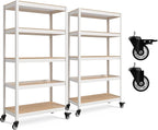 HOMEDANT House White 5-Tier Metal Rolling Cart Shelf Rack Casters Heavy Duty by TheBestOrganizingSolution