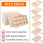 Jewelry Organizer Drawer 8 Set Jewelry Boxes Velvet Jewelry Drawer Organizer - Image 4