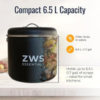 Black Stainless Steel Compost Bin | 6.5L Odor-Free Kitchen Countertop Food - Image 6