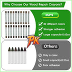 Furniture Markers Touch Up, 20 Colors Wood Filler Sticks, Wood Wax Crayons - Image 3