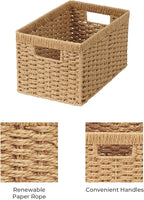 StorageWorks Round Paper Rope Storage Baskets, Rectangular Wicker Baskets - Image 3