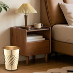 Monarch Abode Brushed Gold Handcrafted Wave Embossed Metal Wastebasket - Image 7