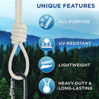 TECEUM 500lb Cotton Rope 3/16” – 50 FT | 100 FT– Strong All-Purpose Braided - Image 4