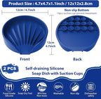 Self Draining Soap Dish, Silicone Suction Cup Soap Holder Tray Savers Container - Image 2
