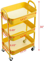 AGTEK Makeup Cart, Movable Rolling Organizer Cart, 3 Tier Metal Utility Cart - Image 3