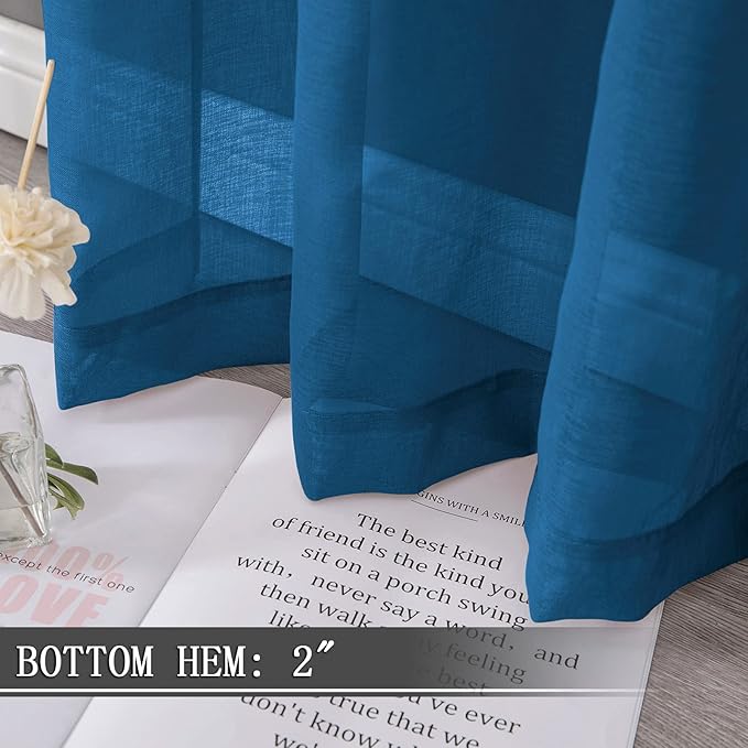 Tollpiz Short Sheer Curtains Linen Textured Bedroom Curtain Sheers Light - Image 4