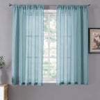 Tollpiz Short Sheer Curtain Living Room Linen Textured Curtains Sheer Light by Tollpiz